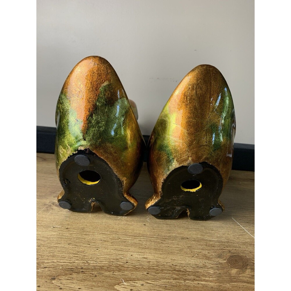 Vintage Iridescent Ceramic Duck Figures Brass Color MCM Unique HTF - Picture 9 of 14